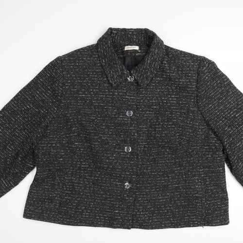 Damart Women’s Black Tweed Button Jacket Size 26 Lined Wool Blend