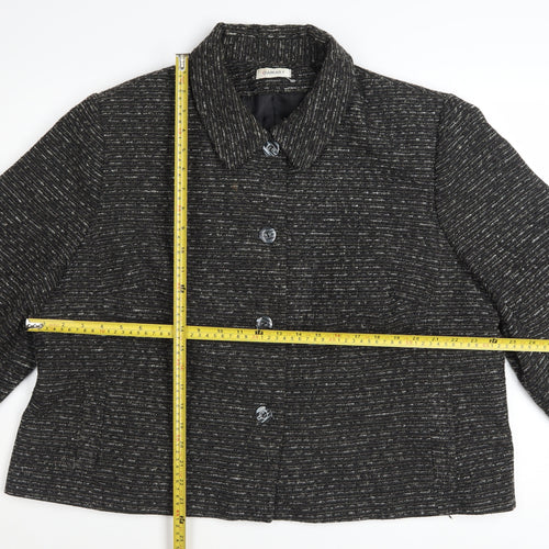 Damart Women’s Black Tweed Button Jacket Size 26 Lined Wool Blend