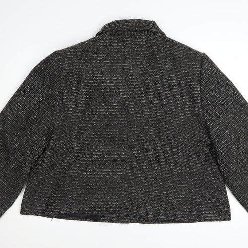 Damart Women’s Black Tweed Button Jacket Size 26 Lined Wool Blend