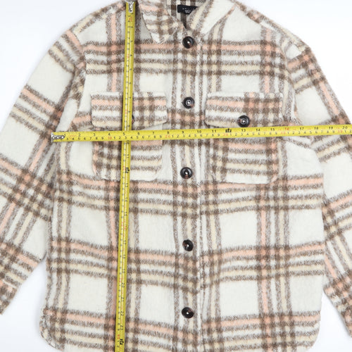 New Look Women Beige Checked Shacket Jacket UK 10 Relaxed Fit