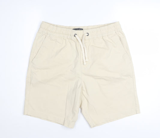 Denim Co. Men's Beige Chino Shorts M Relaxed Fit Drawstring Waist
