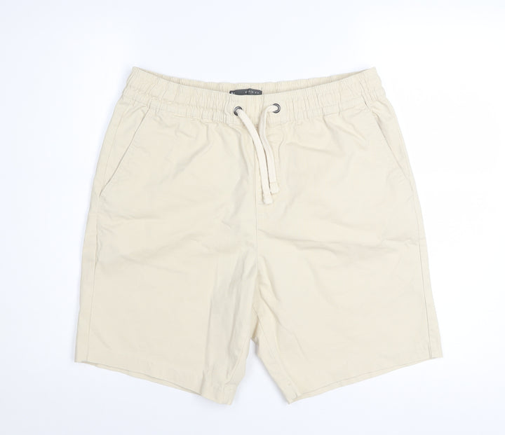 Denim Co. Men's Beige Chino Shorts M Relaxed Fit Drawstring Waist