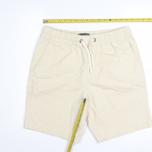 Denim Co. Men's Beige Chino Shorts M Relaxed Fit Drawstring Waist