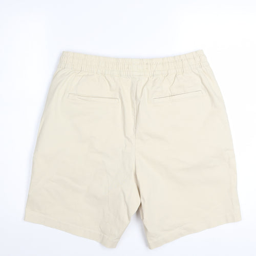 Denim Co. Men's Beige Chino Shorts M Relaxed Fit Drawstring Waist