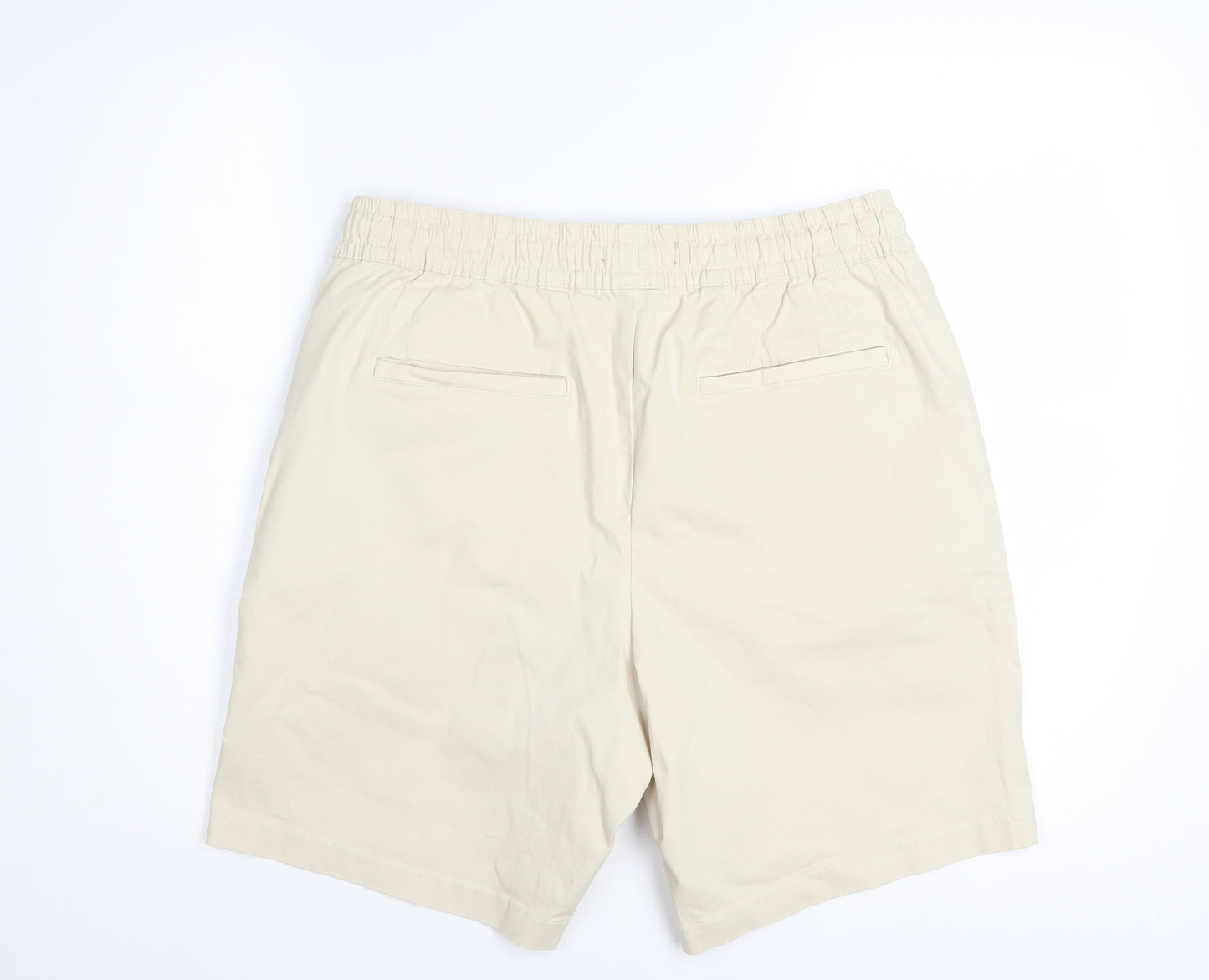 Denim Co. Men's Beige Chino Shorts M Relaxed Fit Drawstring Waist