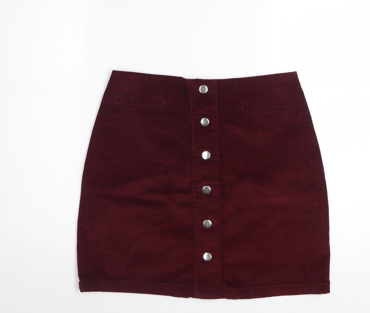 Papaya Women Red Corduroy Button Short Pencil Skirt Size 10