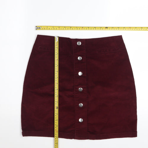 Papaya Women Red Corduroy Button Short Pencil Skirt Size 10