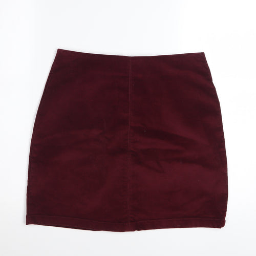 Papaya Women Red Corduroy Button Short Pencil Skirt Size 10