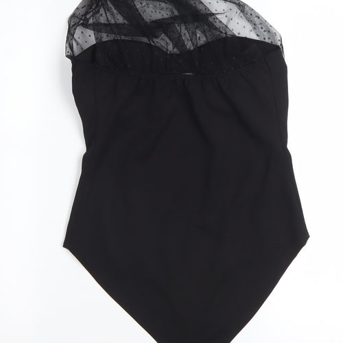Rebellious Women's Black One Shoulder Mesh Bodysuit Size 10