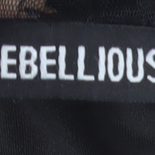 Rebellious Women's Black One Shoulder Mesh Bodysuit Size 10