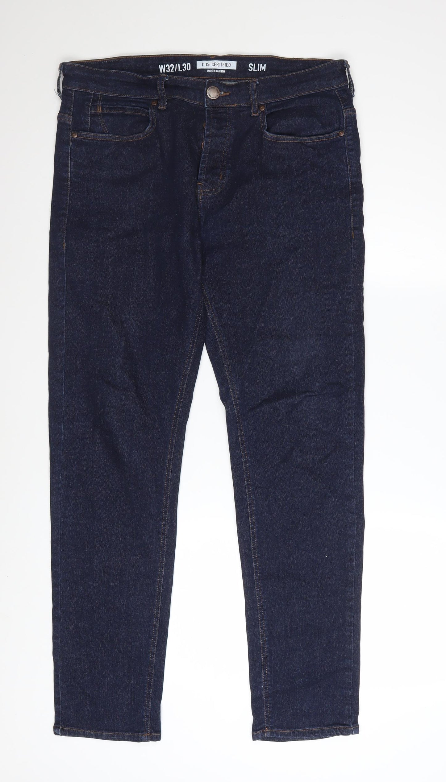 D.Co Certified Mens Blue Slim Fit Jeans W32 L30 Denim