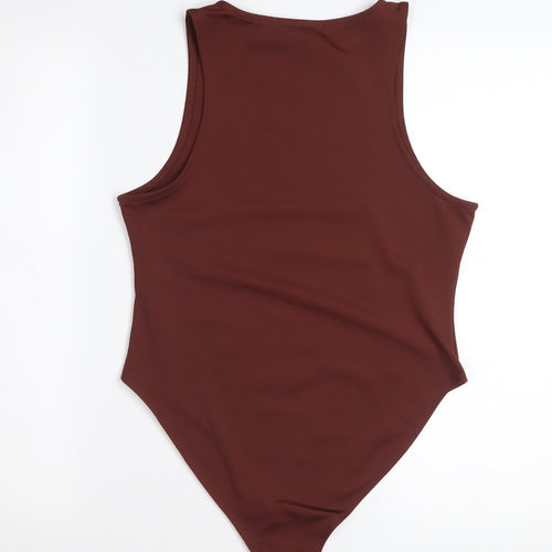 New Look Women Brown Bodysuit Size 14 Sleeveless Stretch Polyester