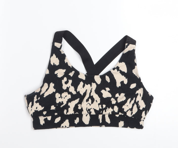 Mint Velvet Women's Black Animal Print Racerback Cotton Tank Top L