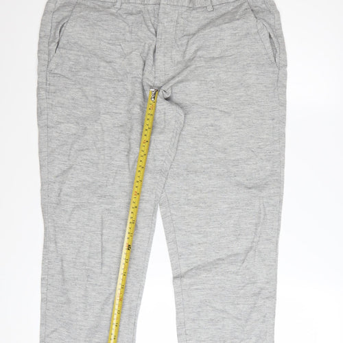 ACW85 Men's Grey Slim Fit Chino Trousers 34S Cotton Linen