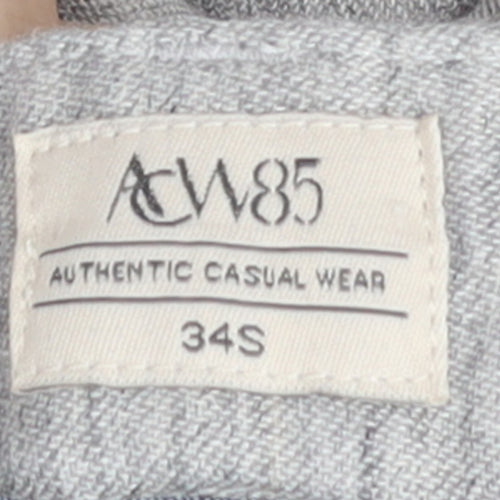 ACW85 Men's Grey Slim Fit Chino Trousers 34S Cotton Linen