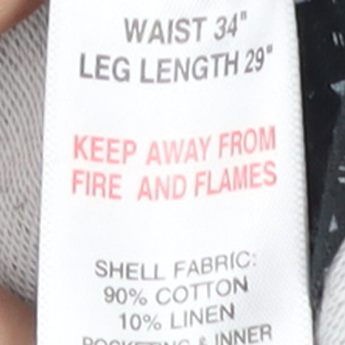 ACW85 Men's Grey Slim Fit Chino Trousers 34S Cotton Linen