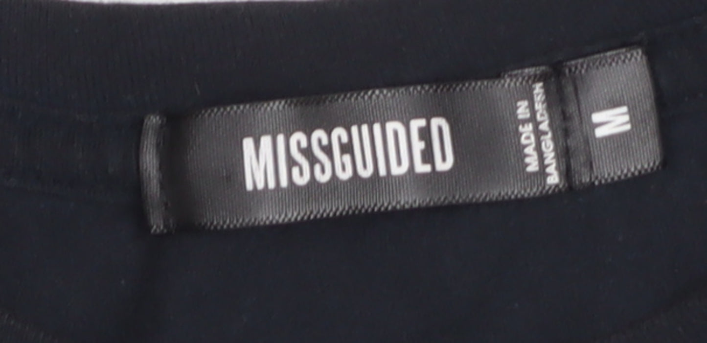 Missguided Women's Black Cotton Short Sleeve T-Shirt Size M