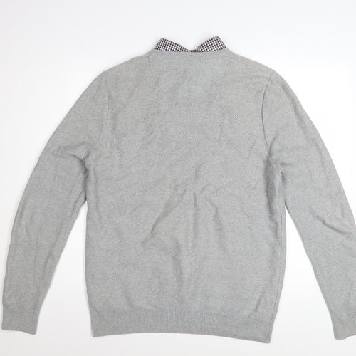 Next Men’s Grey V-Neck Cotton Pullover Jumper Size M