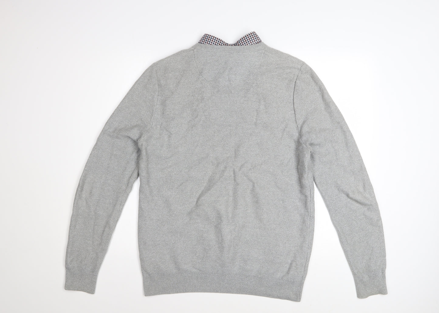 Next Men’s Grey V-Neck Cotton Pullover Jumper Size M