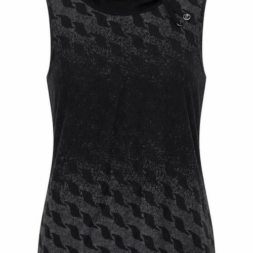 Capuccino Knithouse Women's Black Geometric Roll Neck Sleeveless Knit Top Size 10