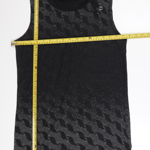 Capuccino Knithouse Women's Black Geometric Roll Neck Sleeveless Knit Top Size 10