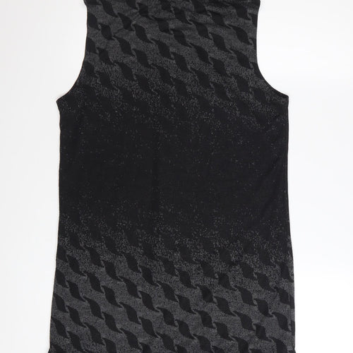 Capuccino Knithouse Women's Black Geometric Roll Neck Sleeveless Knit Top Size 10