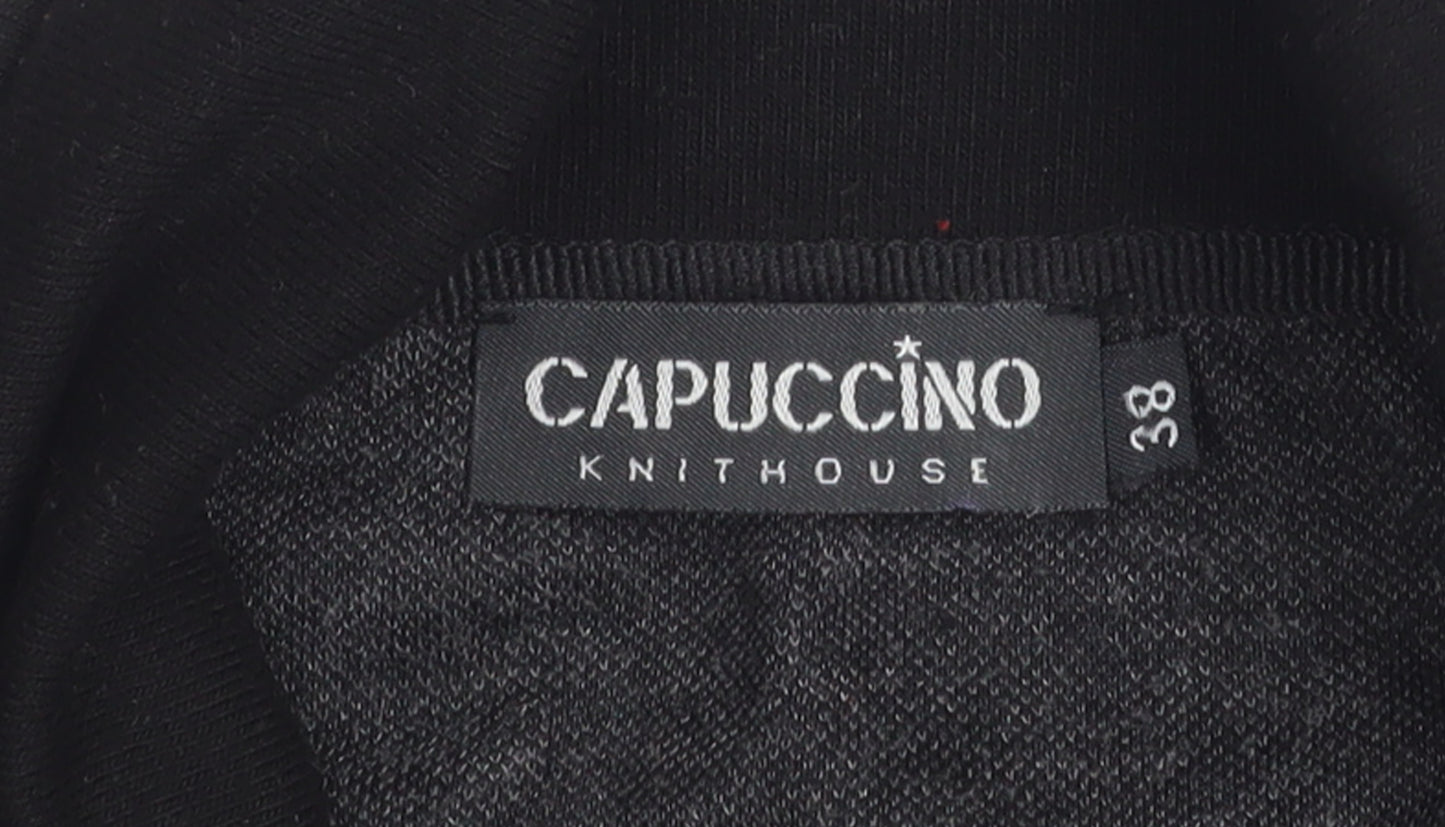 Capuccino Knithouse Women's Black Geometric Roll Neck Sleeveless Knit Top Size 10