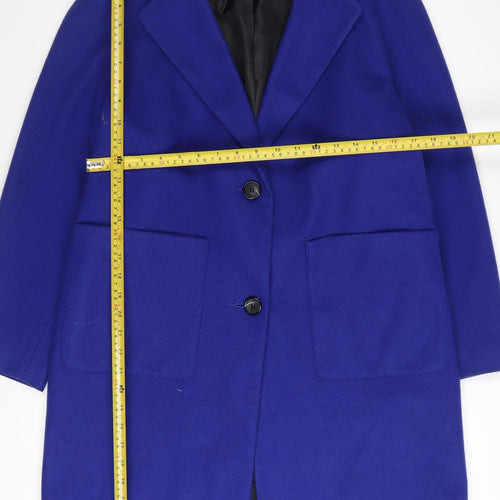 Primark Women Blue Size 10 Wool Blend Mid-Length Overcoat