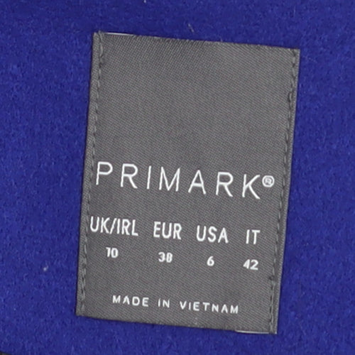 Primark Women Blue Size 10 Wool Blend Mid-Length Overcoat