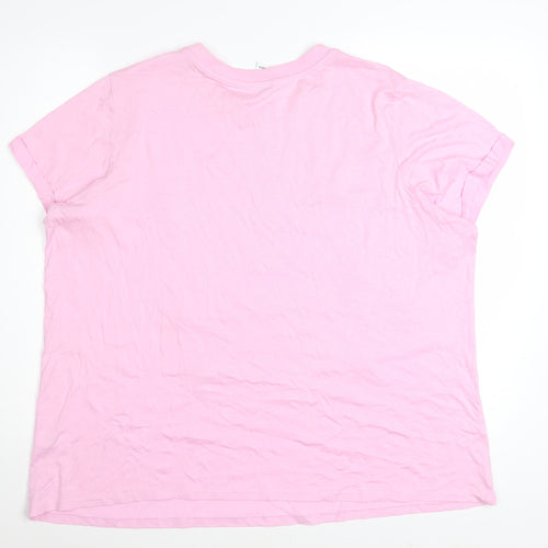 George Women Pink XL Christmas Beaded Short Sleeve T-Shirt
