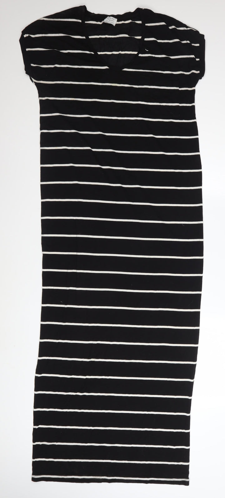 Zara Women Black Striped T-Shirt Dress Size 12 Casual Jersey