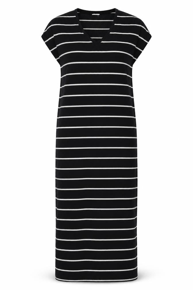 Zara Women Black Striped T-Shirt Dress Size 12 Casual Jersey