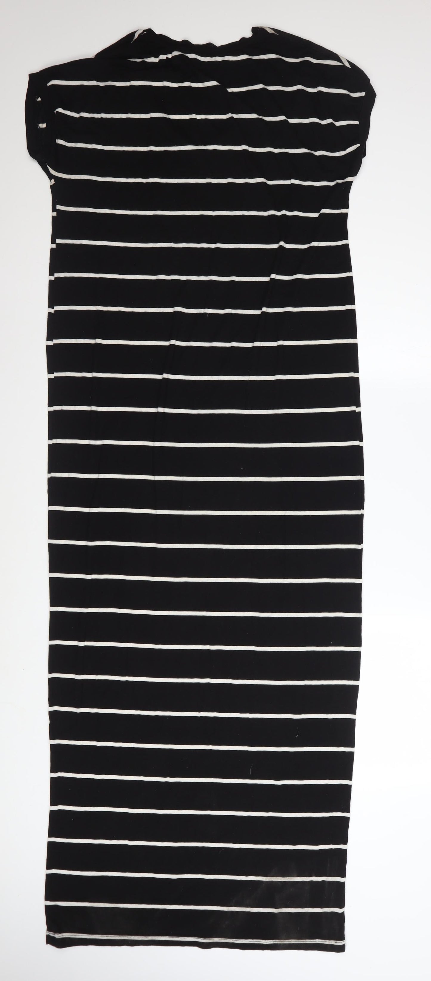Zara Women Black Striped T-Shirt Dress Size 12 Casual Jersey