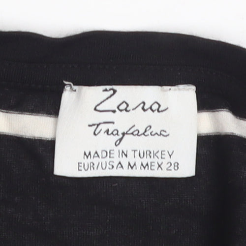 Zara Women Black Striped T-Shirt Dress Size 12 Casual Jersey