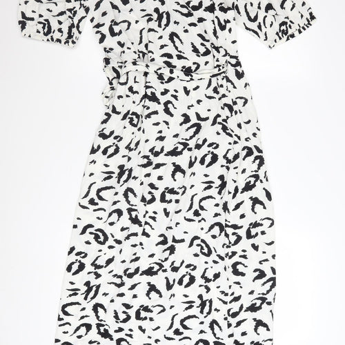 Vero Moda Women’s White Animal Print Midi Wrap Dress Size M