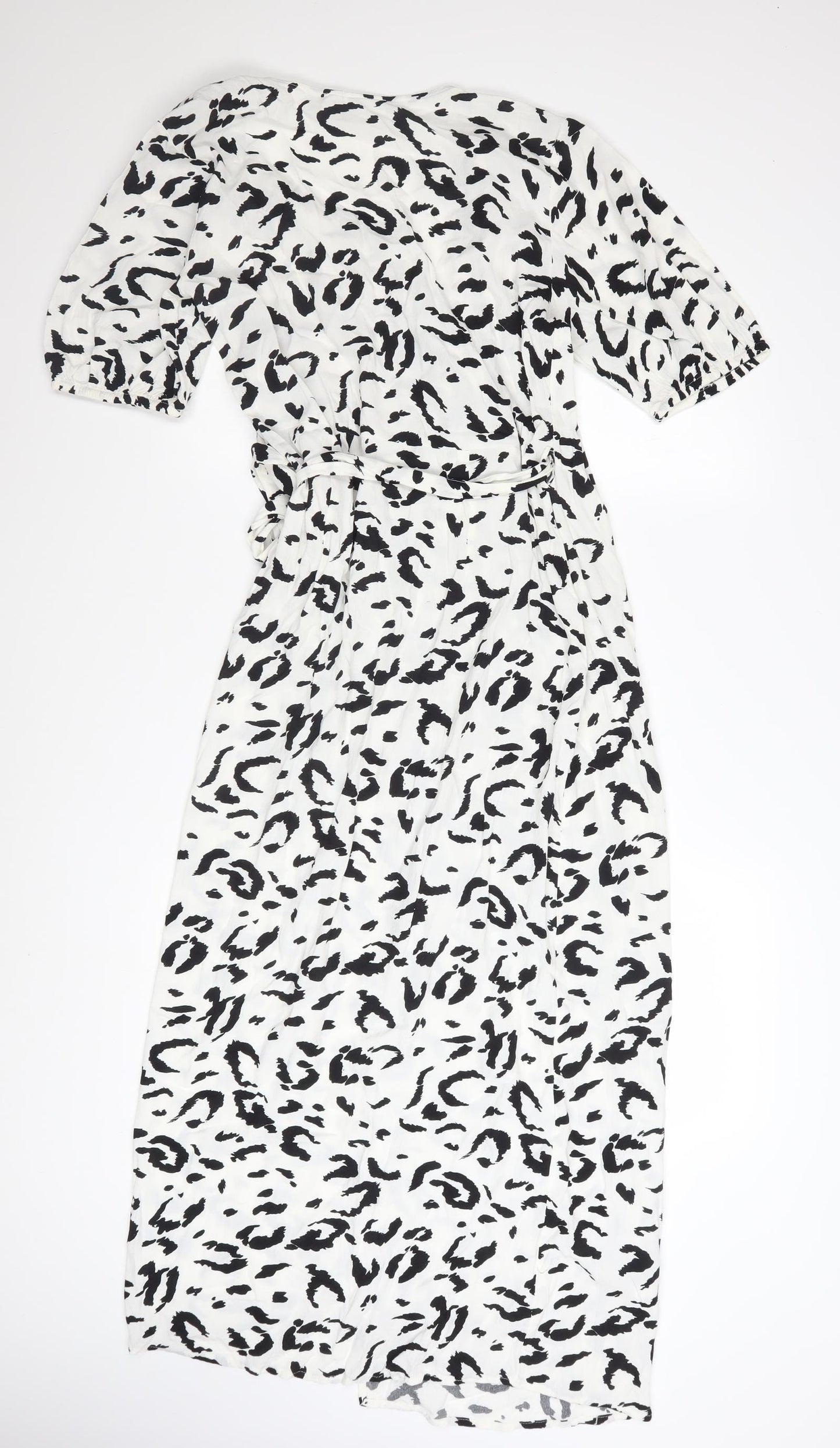 Vero Moda Women’s White Animal Print Midi Wrap Dress Size M