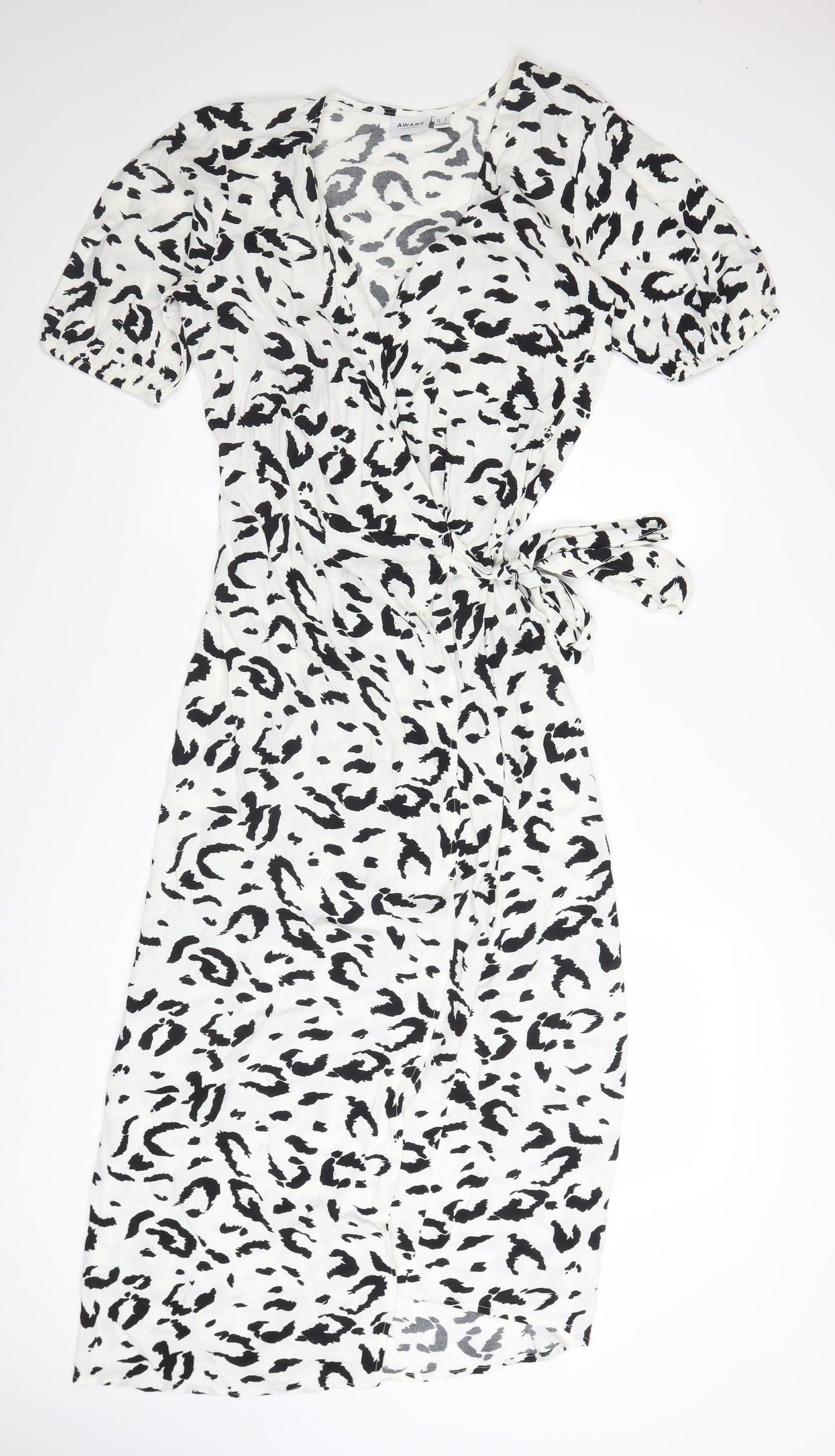 Vero Moda Women’s White Animal Print Midi Wrap Dress Size M