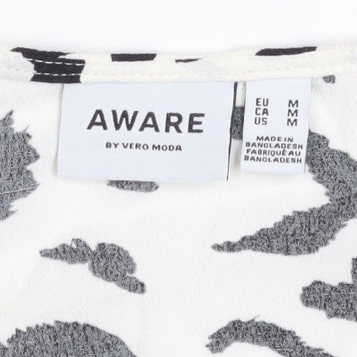 Vero Moda Women’s White Animal Print Midi Wrap Dress Size M