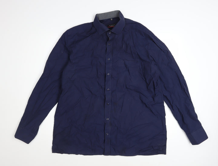 Eterna Men's Blue Modern Fit Long Sleeve Dress Shirt Size 17 43cm