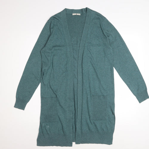 Tu Womens Teal Cardigan Size 12 Long Sleeve Open Front Knit