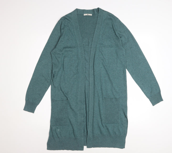 Tu Womens Teal Cardigan Size 12 Long Sleeve Open Front Knit