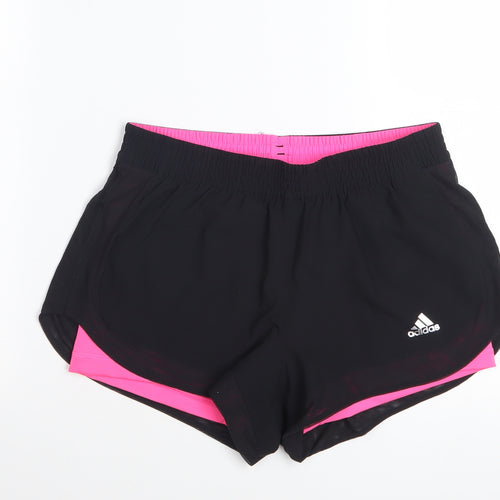 Adidas Women's Black & Pink Climalite Running Shorts S UK 8-10