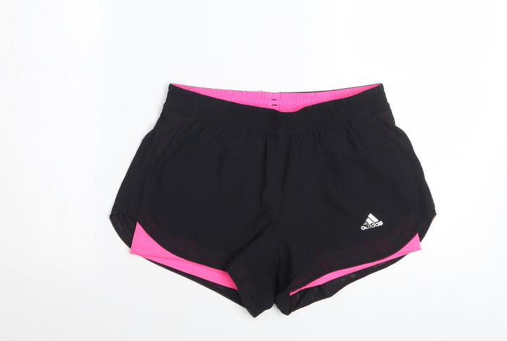 Adidas Women's Black & Pink Climalite Running Shorts S UK 8-10