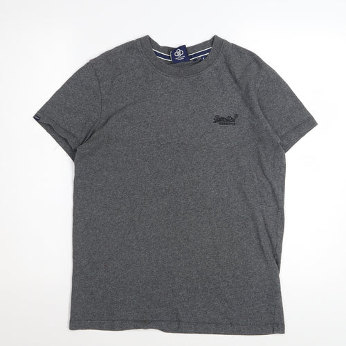 Superdry Men's Grey Cotton Crew Neck Short Sleeve T-Shirt Size S