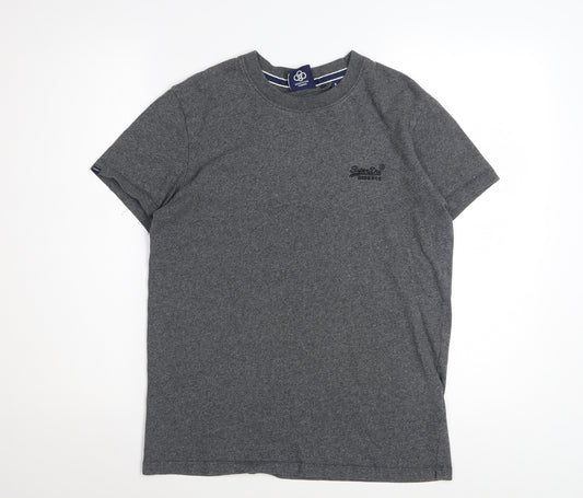 Superdry Men's Grey Cotton Crew Neck Short Sleeve T-Shirt Size S