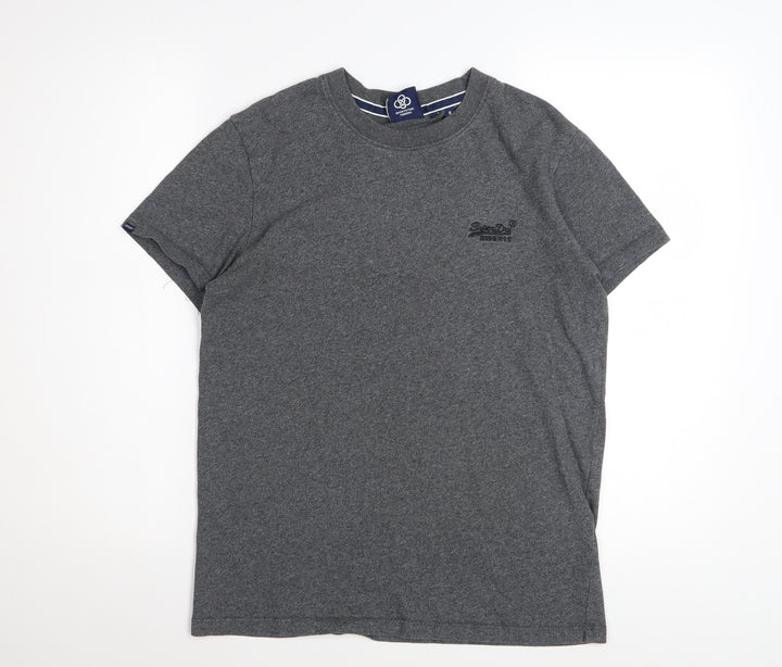 Superdry Men's Grey Cotton Crew Neck Short Sleeve T-Shirt Size S