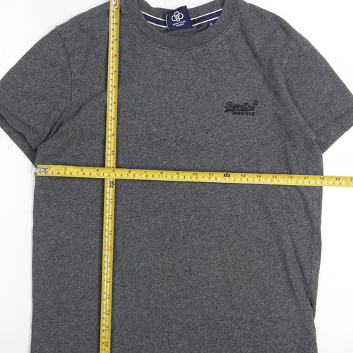 Superdry Men's Grey Cotton Crew Neck Short Sleeve T-Shirt Size S