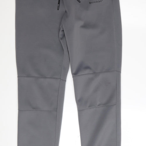 Bekkin Men's Grey Jogger Trousers M Regular Fit Polyester Blend