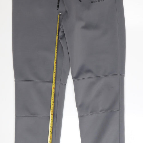 Bekkin Men's Grey Jogger Trousers M Regular Fit Polyester Blend