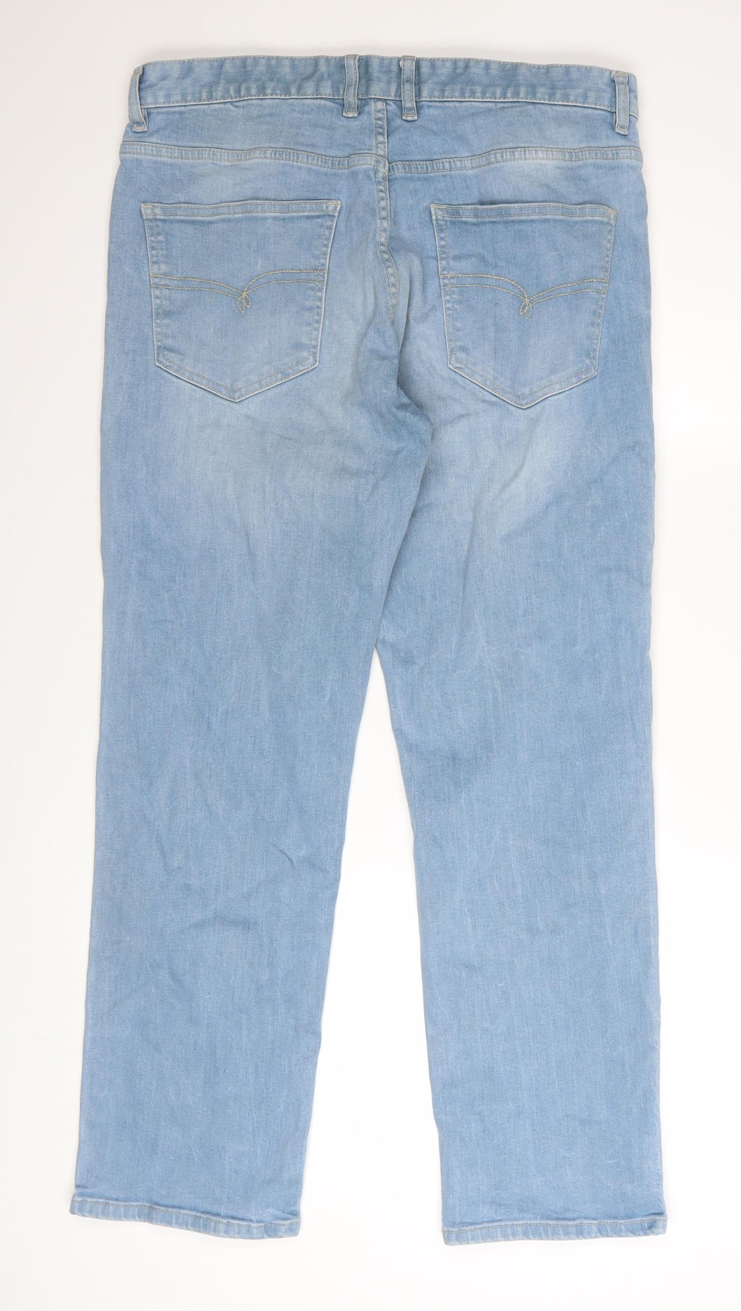 Next Men’s Blue Light Wash Straight Fit Jeans 34W 29L Denim